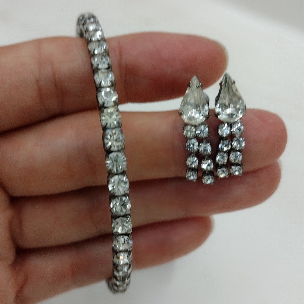 Rhinestone Bracelet and Earrings